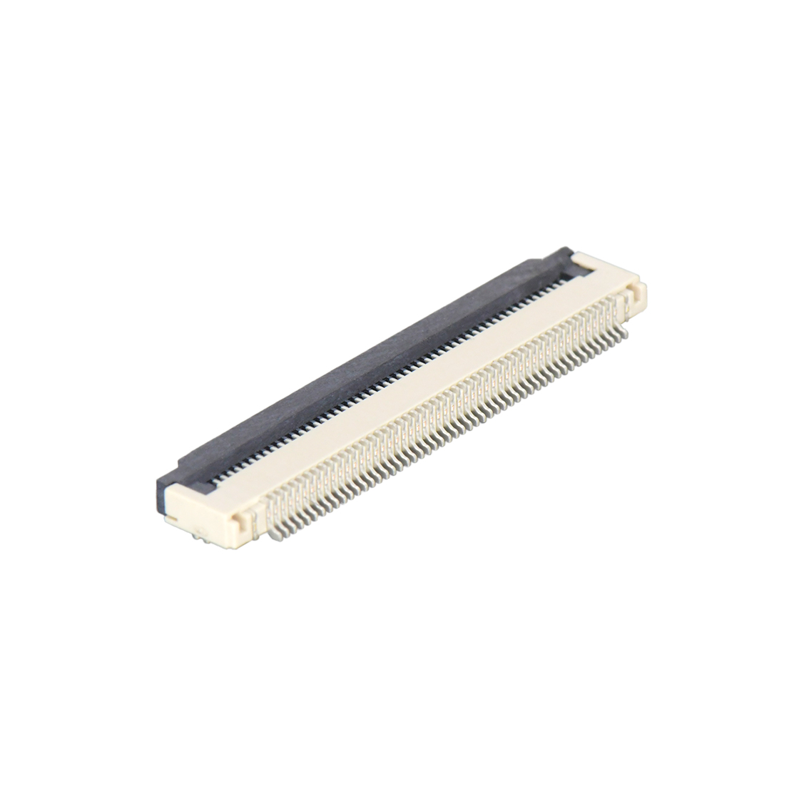 F0501 FPC FFC连接器Pitch 0.50mm 90°H2.00mm ZIF前掀盖下接触卧贴 FPC 51Pin米黄色 镀雾锡